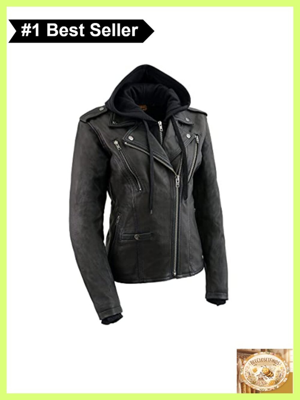 Milwaukee Leather Women's Vented Motorcycle Leather Jacket w/Removable Hoodie